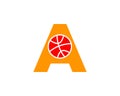 Initial letter A basketball logo design