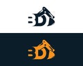 Initial Letter BD Excavator Logo Design Concept.