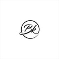 Initial letter BK beautiful handwriting logo vector template Royalty Free Stock Photo