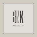 Initial Letter BNK Logo - Minimal Business Logo for Alphabet B, N and K Royalty Free Stock Photo