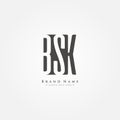 Initial Letter BSK Logo - Simple Business Logo for Alphabet B, S and K Royalty Free Stock Photo