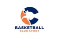 Initial letter C basketball logo icon. basket ball logotype symbol,