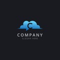 Initial letter C in cloud chat with modern blue color Royalty Free Stock Photo