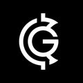 Initial letter C G logo template with modern circle or crypto coin symbol in flat design monogram