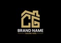 Initial Letter C and G with the roof. Real estate logo design