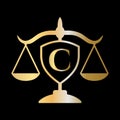 Initial Letter C Law Firm Logo. Legal Logo and Lawyers in Alphabet Letter C Concept