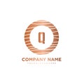 Q Initial Letter circle wood logo template vector