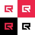 Initial letter CR or LR logo design template elements, minimal style monogram, square shape typography - Vector