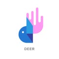 Initial letter d as simple deer head logo