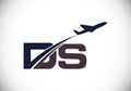 Initial Letter D and S with Aviation Logo Design, Air, Airline, Airplane and Travel Logo template