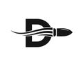 Initial Letter D Shooting Bullet Logo With Concept Weapon For Safety and Protection Symbol