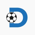 Initial Letter D Soccer Logo. Football Logo Design Vector Template
