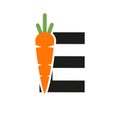 Initial Letter E Carrot Icon Design Vector Template. Carrot Logo Based Alphabet Royalty Free Stock Photo