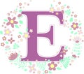 Baby name initial e with flowers