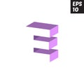 Initial letter E lowercase logo design template block violet purple