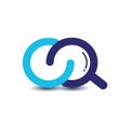 Initial letter EQ shaped magnifying glass