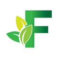 Initial Letter F With Leaf Logo,green eco leaf letter F logo design template