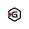 Initial Letter G Hexagon Strip Logo. Royalty Free Stock Photo