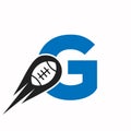 Initial Letter G Rugby Logo, American Football Symbol Combine With Rugby Ball Icon For American Soccer Logo Design