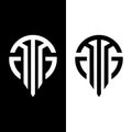 Initial letter a, GG, aG, MG or GM logo template with modern geometric shield line art illustration