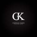 Initial Letter GK Logo - Minimal Alphabet Logo Royalty Free Stock Photo