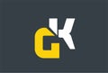 Initial Letter GK Yellow Logo Design