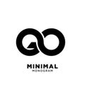 Initial letter go linked circle monogram logo black Royalty Free Stock Photo