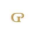 Initial letter GP logotype colored gold