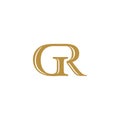 Initial letter GR logotype colored gold