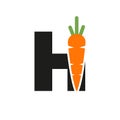 Initial Letter H Carrot Icon Design Vector Template. Carrot Logo Based Alphabet Royalty Free Stock Photo