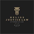 Initial letter H for Law firm logo icon vector design. Universal legal, lawyer, justice scales, line art style logo design