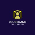 Initial Letter H Logo With Box Element Design Vector Box Logo Template Royalty Free Stock Photo