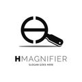 Initial Letter H Magnifying Glass Icon Vector Logo Template Illustration Design