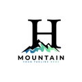 Initial Letter H Mountain Logo. Explore Mountain Advanture Symbol Company Logo Template Element