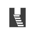 Initial Letter H Stair Logo. Step Logo Symbol Alphabet Based Vector Template