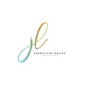 J L JL Initial letter handwriting and signature logo concept design
