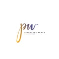 P W PW Initial letter handwriting and signature logo concept design