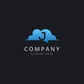 Initial letter J in cloud chat with modern blue color Royalty Free Stock Photo