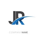 initial letter JR logotype company name colored blue and grey swoosh design. vector logo for business and company identity
