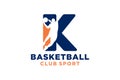 Initial letter K basketball logo icon. basket ball logotype symbol,