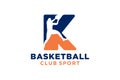 Initial letter K basketball logo icon. basket ball logotype symbol,