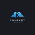 Initial letter K in cloud chat with modern blue color Royalty Free Stock Photo