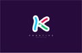 Initial Letter K Linear Outline Logogram Multicolor