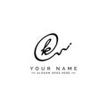 Initial Letter K Logo - Handwritten Signature Logo for Business Name With Alphabet K Royalty Free Stock Photo