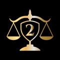 Initial Letter 2 Law Firm Logo. Legal Logo and Lawyers in Alphabet Letter 2 Concept