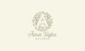 Initial A or letter A with leaf plant ornament on circle luxury vintage logo vector icon illustration design Royalty Free Stock Photo