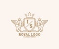 Initial IS Letter Lion Royal Luxury Heraldic,Crest Logo template in vector art for Restaurant, Royalty, Boutique, Cafe, Hotel,