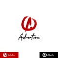 Initial letter A logo with circle in dry brush stroke style of red paint, brave, dangerous, adventure, outdoor, extreme logo