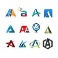 Initial letter A logo set vector