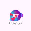 Initial letter AT logo template colorful circle sphere design for business and company identity Royalty Free Stock Photo